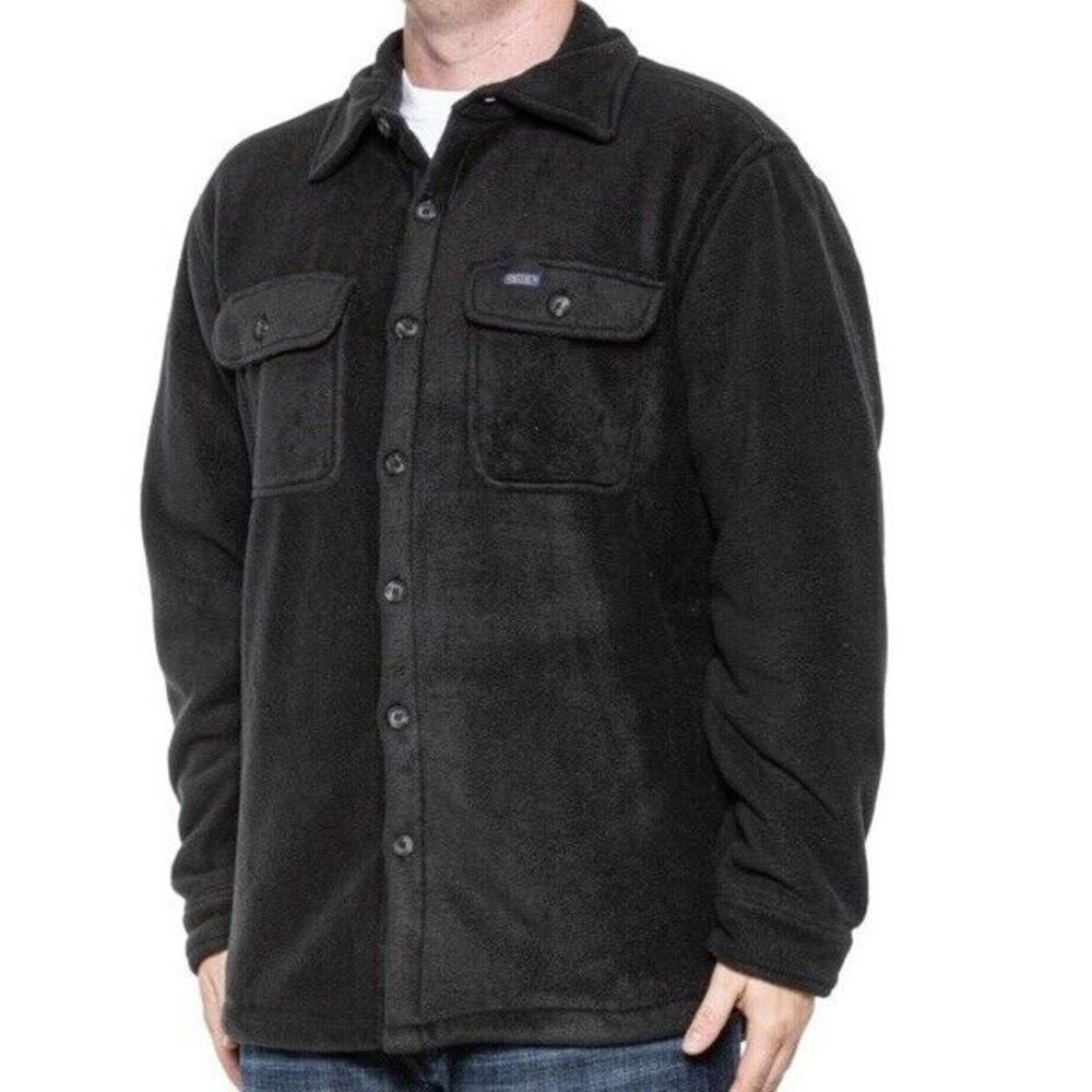 NWT $70 Smith's Workwear Men's Sherpa Lined Fleece Shirt Jacket Shacket‎ Black L